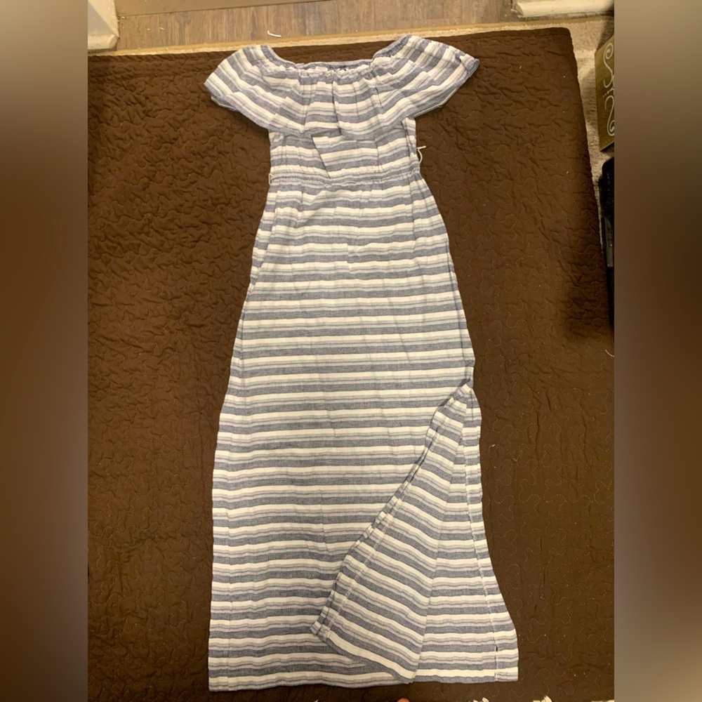 Striped Off-Shoulder Maxi Dress